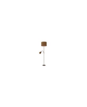 Pie De Salon Armonia 1xe27+1xe14 Marron-madera Oscura C/lector 155x40x40 Cm