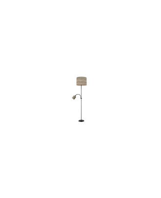 Pie De Salon Armonia 1xe27+1xe14 Negro-madera Gris C/lector 155x40x40 cm