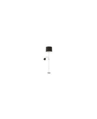 Pie De Salon Armonia 1xe27+1xe14 Plata-madera Negra C/lector 155x40x40 Cm