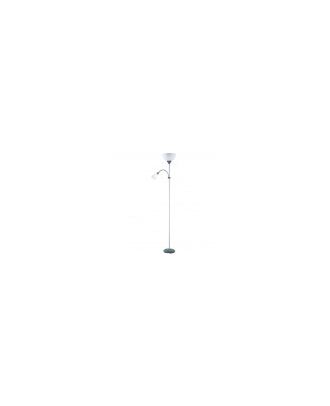 Pie De Salon Rigel 1xe27+1xe14 C/lector Plata 180x34x25,5 Cm