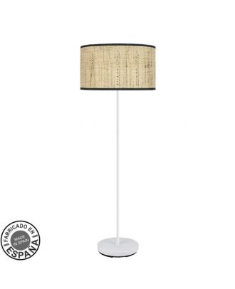 Pie Salon Moda 1xe27 Blanco/cañizo Oscuro 163x40x 40 Cm