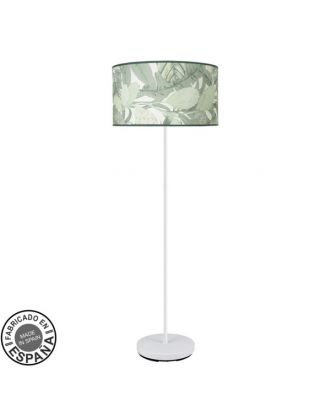 Pie Salon Moda 1xe27 Blanco/hoja Verde 163x40x40cm