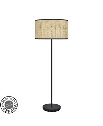 Pie Salon Moda 1xe27 Negro/cañizo Oscuro 163x40x40 Cm