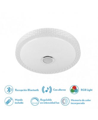 Plafon 48w Zaid 3000-4000-6500k Rgb Blan/transp Bluetooth 7x38x38 Cm Remoto,reg.int.memoria.altavoz 3744lm