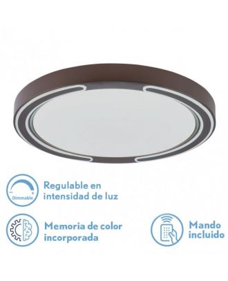 Plafon 72w Asher Marron 3000-4000-6500k 5616lm  6x50x50cm Remoto+reg.int+memoria