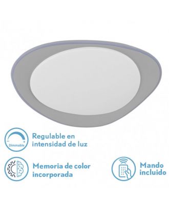 Plafon 72w Daire Gris 3000-4000-6500k 5616lm  7x55x55cm Remoto+reg.int+memoria