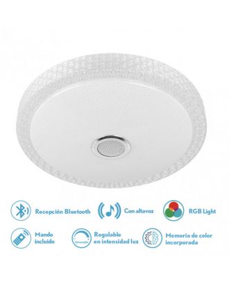 Plafon 72w Zaid 3000-4000-6500k Rgb Blan/transp Buetooth 9x50x50 Cm Remoto,reg.int.memoria.altavoz 5760lm