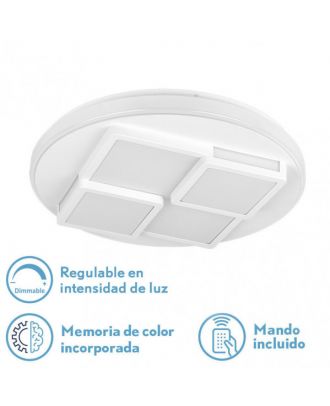 Plafon 96w Lavi 3000-4000-6500k 7488lm Blanco  8,5x49x49cm Remoto+reg.inten.+ Memoria