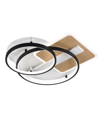 Plafon Azores Negro/madera 120w 3000-4000-6000k 9x50x50cm 10200lm C/remoto
