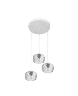 Plafon Estela 3xe27 Blanco Regx36x36 Cm C/tulipas Cristal Tallado Transparente