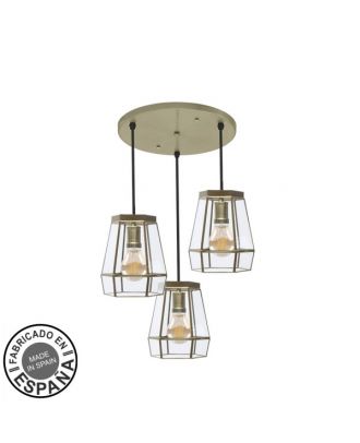Plafon Guia 3xe27 Cuero Regx42x42 Cm