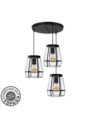 Plafon Guia 3xe27 Negro Regx42x42 Cm