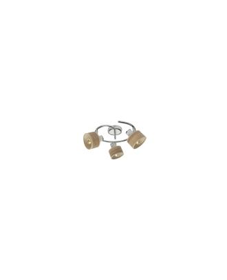 Plafon Nando 3xe14 Cromo-blanco/mad.clara  Focos Orientables 16x35x35 Cm