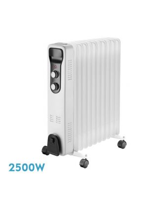 Radiador Aceite Brasilia 2500w 11elem.blanco/negro 3potencias Antivuelco Termostato Reg.seguridad.asa 59,5x48x24cm