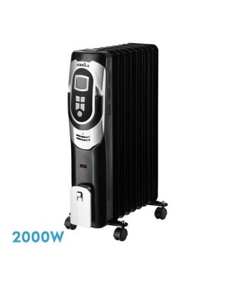 Radiador Aceite Confort 2000w 9elementos Negro/plata 3pote Termost.reg. Temporizador,ruedas Luz Ind. 62x41,5x24cm