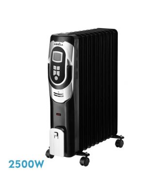Radiador Aceite Confort 2500w 11elementos Negro/plata 3pote Termost.reg. Temporizadoe,ruedas Luz Ind. 62x49x24cm