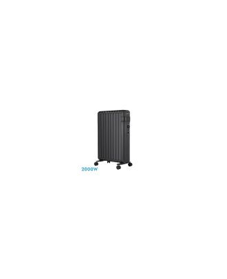 Radiador Aceite Polonia 2000w Negro Aletas Cerradas 9elementos 3Potencias Antivuelco Prot.seguridad 63,5x45x24,5 Cm