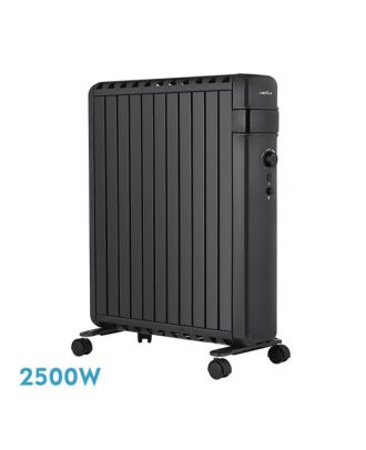 Radiador Aceite Polonia 2500w Negro Aletas Cerradas 11elementos 3potencias Antivuelco Protec.segurid.63,5x52,5x24,5cm
