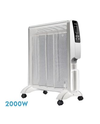 Radiador De Mica Abrigo 2000w 4elem Blanco/plata Remoto 2potencias Antivuelco Temporiz.display 61,5x56x26,5 Cm