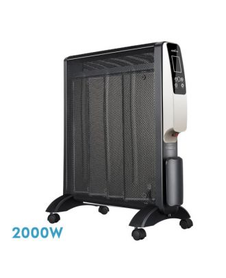 Radiador De Mica Abrigo 2000w 4elementos Negro/oro Remoto 2pot.antivuelco, Temporiz.display 61,5x56x26,5 Cm