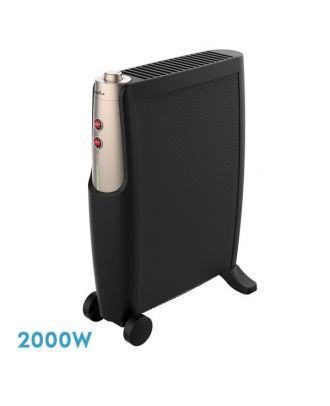 Radiador De Mica Imperial 2000w 2elem Negro/oro 2potencias Antivuelco,termostato,c/ruedas 66x48,5x23cm