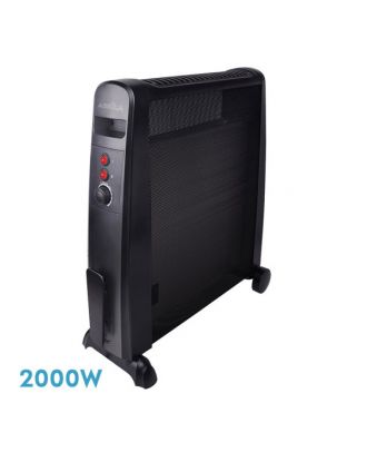 Radiador De Mica Otoño 2000w 2elementos Negro 2poteencias Antivuelco,termostato, C/ruedas 64,8x52,5x23cm