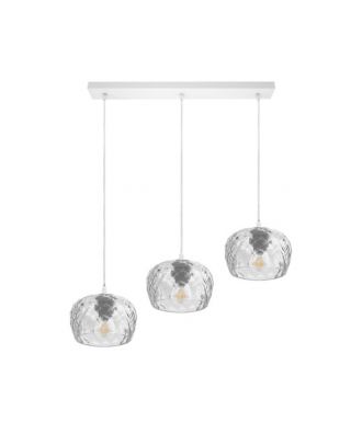 Regleta Estela 3xe27 Blanca Regx65x13 Cm C/tulipas Cristal Tallado Transparente