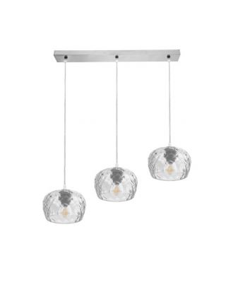 Regleta Estela 3xe27 Cromo Regx65x13 Cm C/tulipas Cristal Tallado Transparente