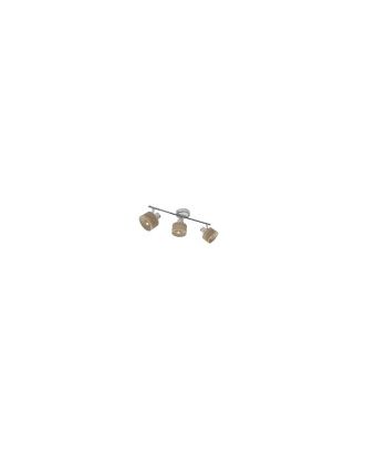 Regleta Nando 3xe14 Cromo-blanco/mad.clara  Focos Orientables 16x51x10 Cm
