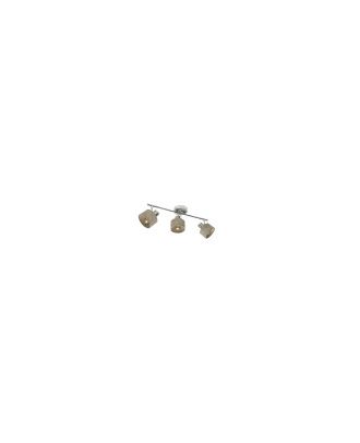 Regleta Nando 3xe14 Cromo-niquel/mad.gris  Focos Orientables 16x51x10 Cm