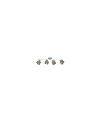 Regleta Nando 4xe14 Cromo-niquel/mad.gris  Focos Orientables 16x73x10 Cm