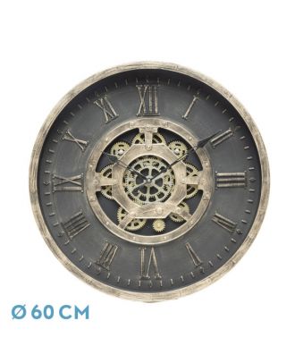 Reloj De Pared Adamuz Negro/oro 60x60x7cm Engranajes Con Movimiento