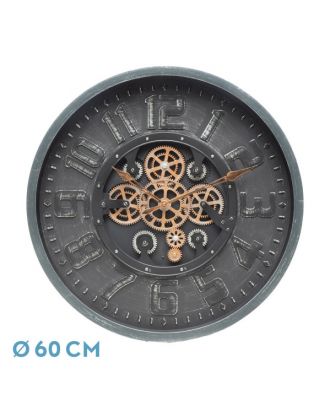 Reloj De Pared Albox Negro 60x60x7cm Engranajes Con Movimiento