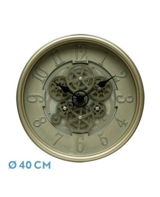 Reloj De Pared Alosno Cuero 40x40x7cm Engranajes Con Movimiento