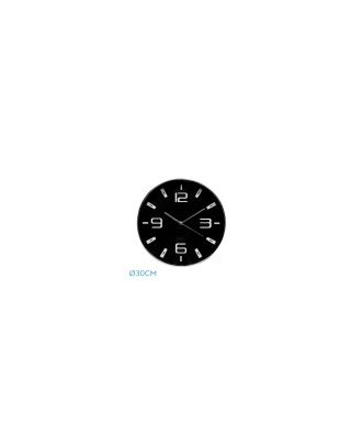 Reloj De Pared Aroa Plata/negro 30d  Movimiento Continuo
