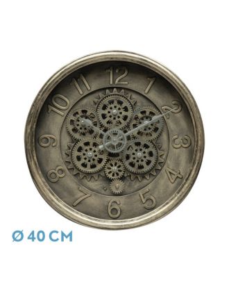 Reloj De Pared Atarfe Oro Rustico 40x40x7cm Engranajes Con Movimiento