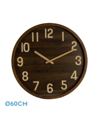 Reloj De Pared Borgoña Madera Oscura 60x60x5cm Movimiento Continuo