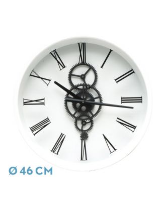 Reloj De Pared Duque Blanco/negro 46x46x7cm Engranajes Con Movimiento