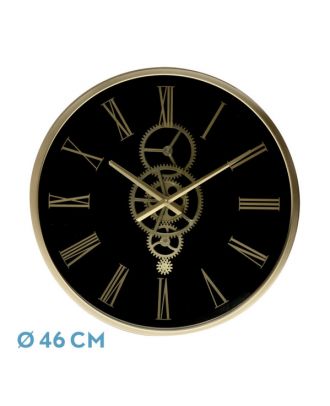 Reloj De Pared Duque Negro/oro 46x46x7cm Engranajes Con Movimiento