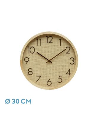 Reloj De Pared Grenoble Haya/rafia Natural 30x30x4cm Mov. Continuo