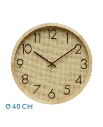 Reloj De Pared Grenoble Haya/rafia Natural 40x40x4,5cm Mov Continuo