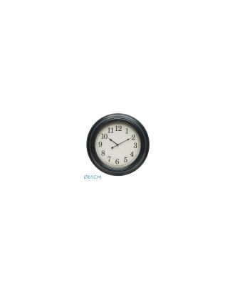 Reloj De Pared Iniko Negro/plata 61d Agujas Retro Gran Tamaño