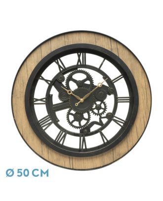 Reloj De Pared Rubite Negro/roble 50x50x5 Cm Movimiento Continuo