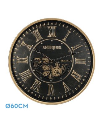 Reloj De Pared Trieste Negro/oro 60x60x8cm Engrana Jes Con Movimiento