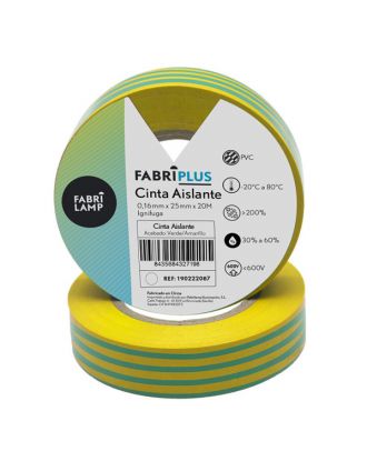 Rollo Cinta Aislante Ancha Verde/amarill 25mmx20m  Pvc Para Electricista Flexible, Duradera
