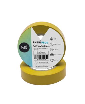 Rollo Cinta Aislante Pvc Amarilla 19mmx20m Para Electricista Flexible Y Duradera