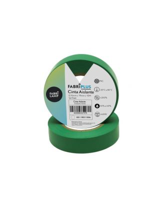 Rollo Cinta Aislante Pvc Verde 19mmx10m Para Electricista Flexible Y Duradera