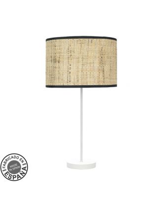 Sobremesa Alto Moda 1xe27 Blanco/cañizo Oscuro 63x30x30 Cm