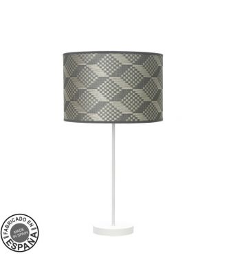 Sobremesa Alto Moda 1xe27 Blanco/tetris Gris 63x30 X30cm