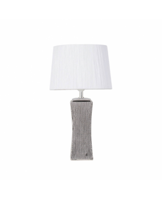 Sobremesa Ceramica Palo Santo 1xe27 Plata Brillo C/pant Blanca 50.5x28x28 Cm